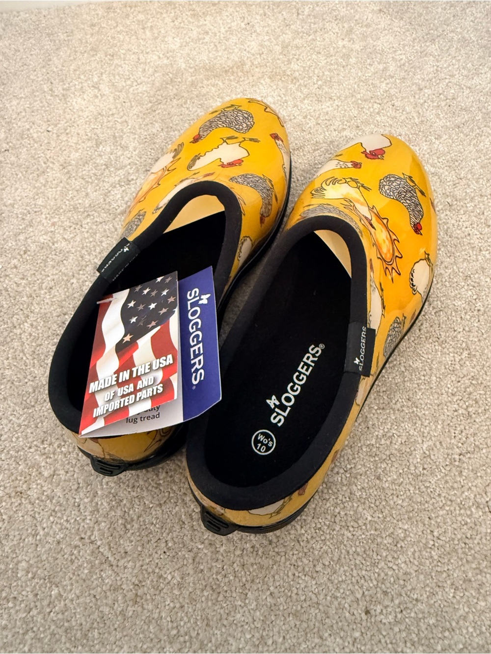 Sloggers womens Yellow Chicken-Print Slip-On Shoes